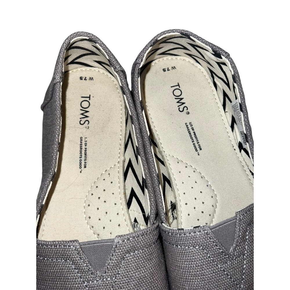 Toms Heavy‎ Grey Canvas Flat Loafers Women's Size 7.5 Comfort Leisure - Picture 2 of 6